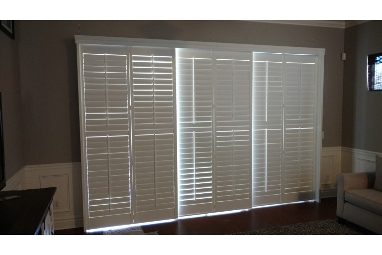 Premium Triple Track Bypass Sliding Poly Shutter from Direct Buy Blinds